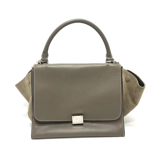 CELINE Handbag leather Brown Trapeze Women Used Authentic