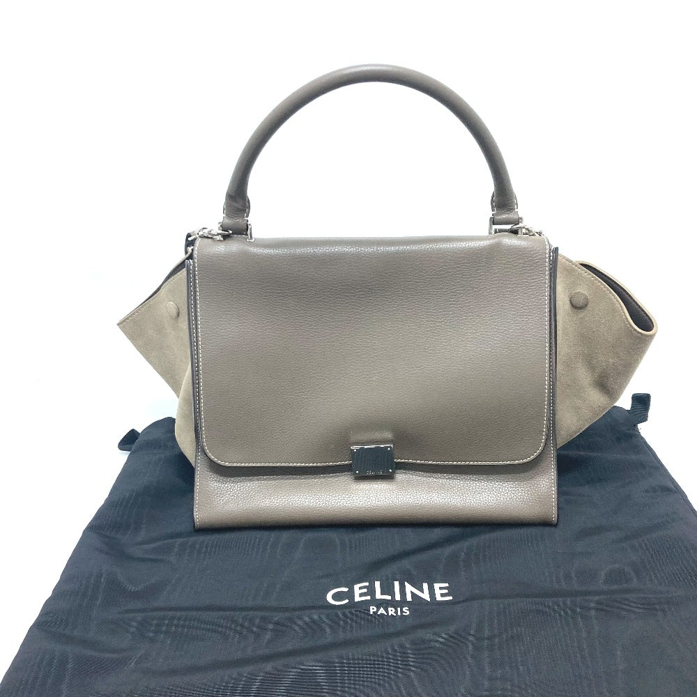 CELINE Handbag leather Brown Trapeze Women Used Authentic