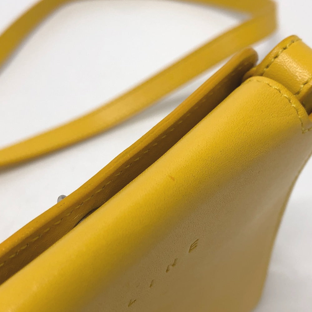CELINE Shoulder Bag Leather / canvas Yellow / beige flour Women Used Authentic
