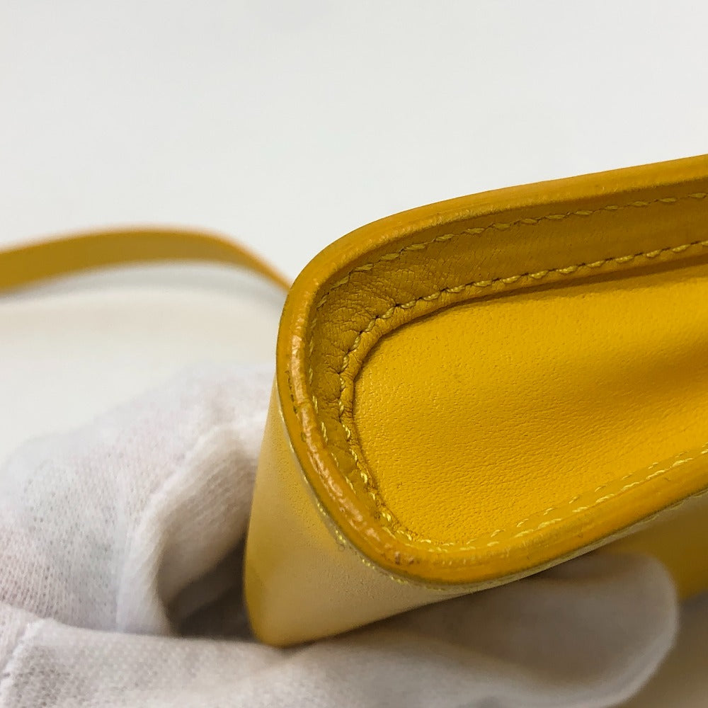 CELINE Shoulder Bag Leather / canvas Yellow / beige flour Women Used Authentic