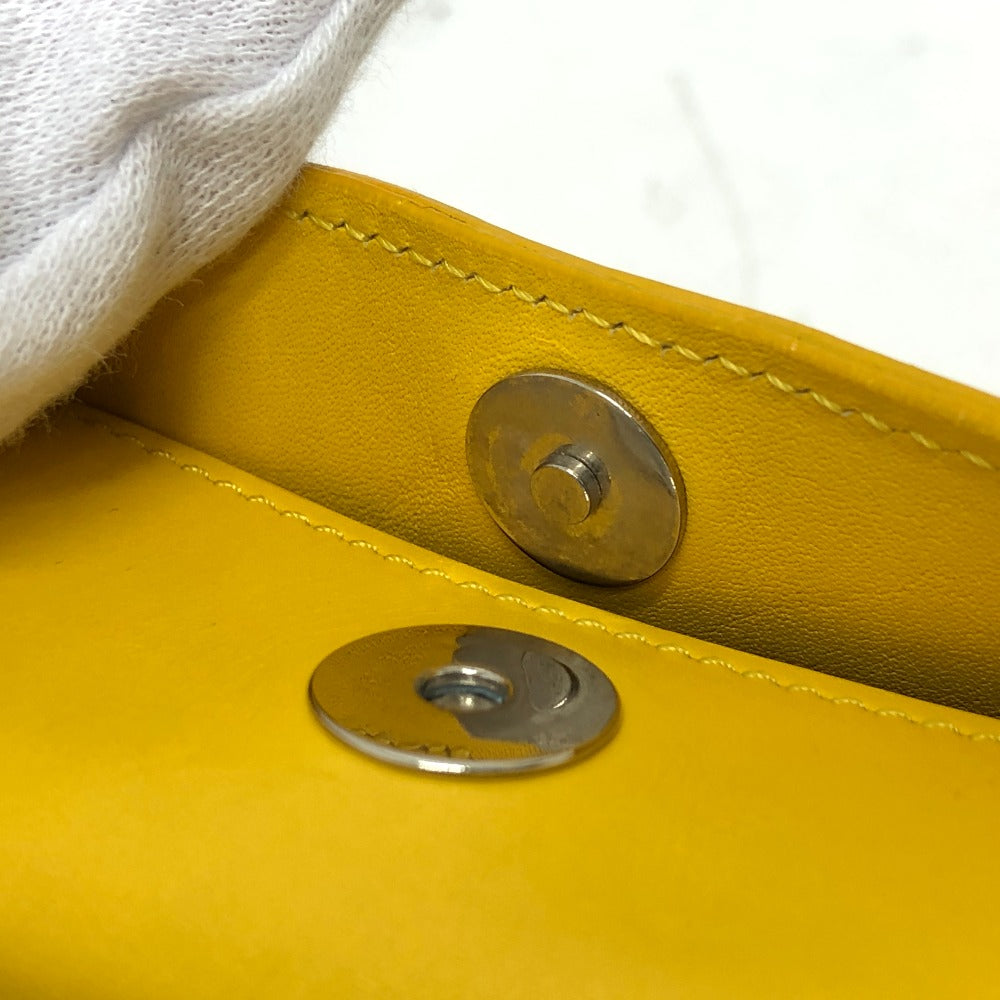 CELINE Shoulder Bag Leather / canvas Yellow / beige flour Women Used Authentic