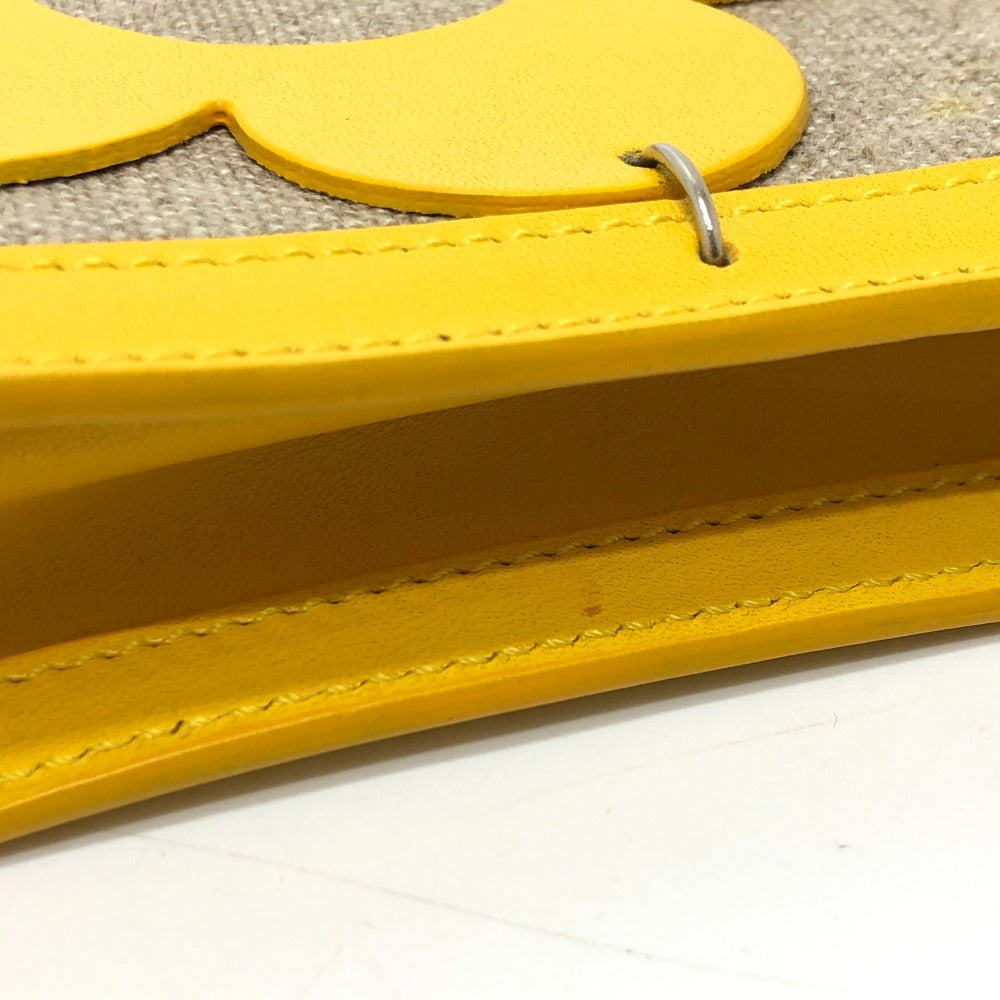 CELINE Shoulder Bag Leather / canvas Yellow / beige flour Women Used Authentic