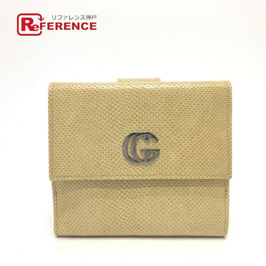 GUCCI Folded wallet leather beige GG Marmont logo Women Used Authentic