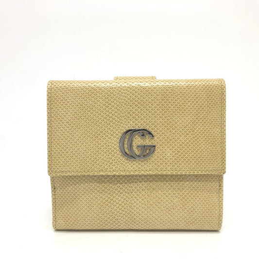 GUCCI Folded wallet leather beige GG Marmont logo Women Used Authentic
