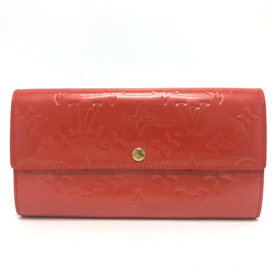 LOUIS VUITTON Long Wallet Purse M93634 Monogram Vernis Orange Portefeuille Sarah Women Used Authentic