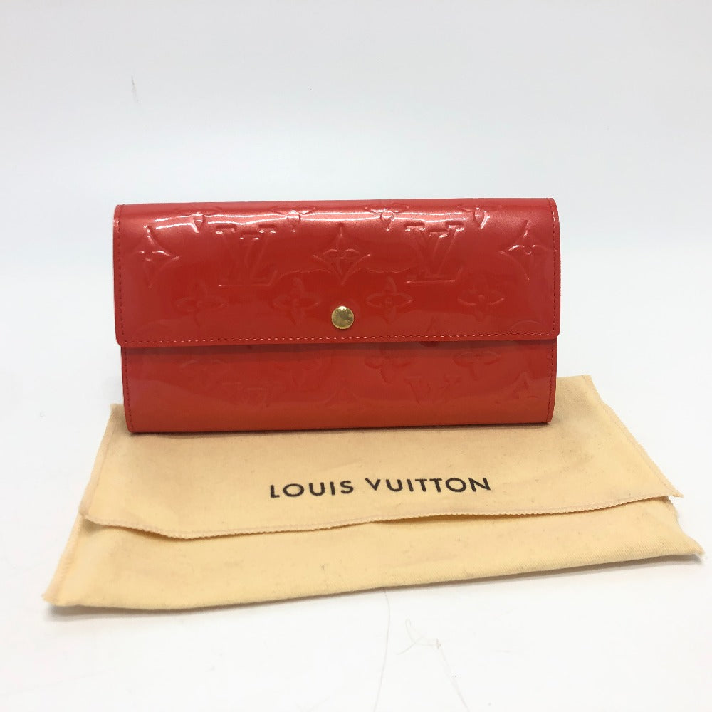 LOUIS VUITTON Long Wallet Purse M93634 Monogram Vernis Orange Portefeuille Sarah Women Used Authentic
