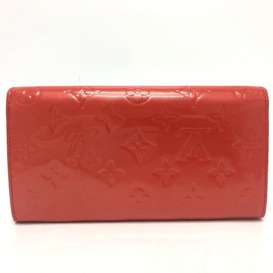 LOUIS VUITTON Long Wallet Purse M93634 Monogram Vernis Orange Portefeuille Sarah Women Used Authentic