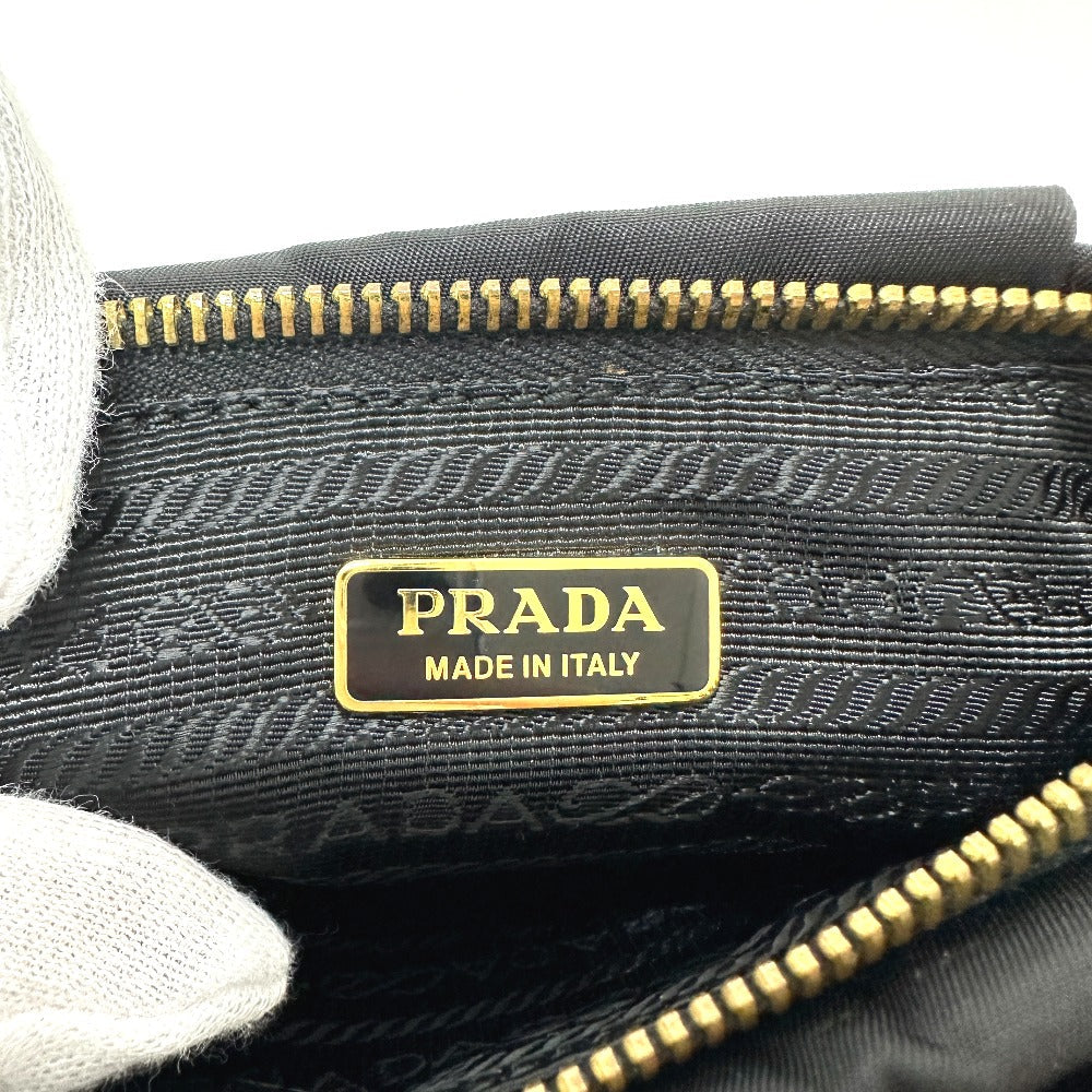 PRADA Accessory pouch 1N1422 Leather / nylon black logo ribbon Women Used Authentic