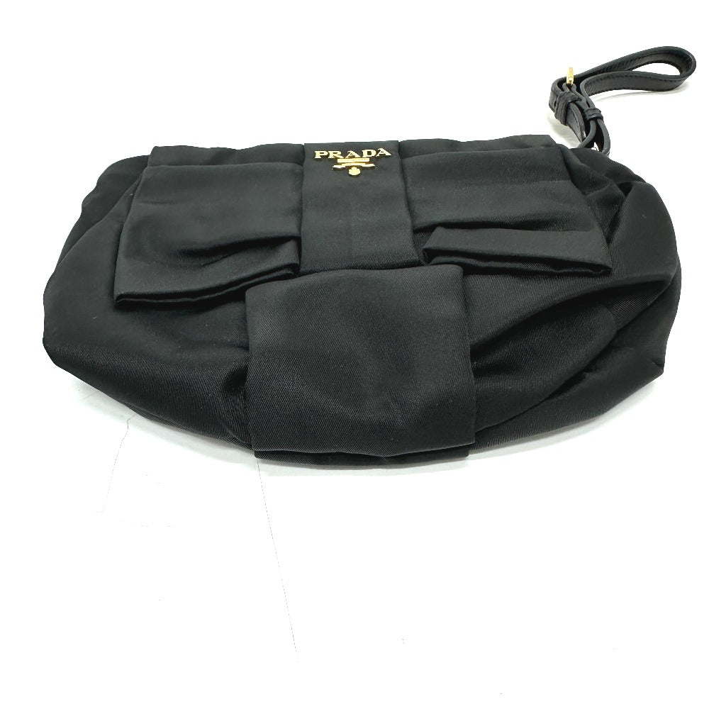 PRADA Accessory pouch 1N1422 Leather / nylon black logo ribbon Women Used Authentic