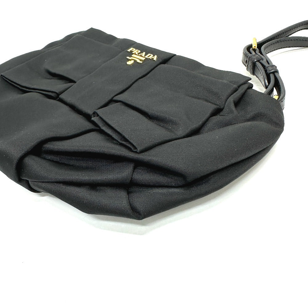 PRADA Accessory pouch 1N1422 Leather / nylon black logo ribbon Women Used Authentic