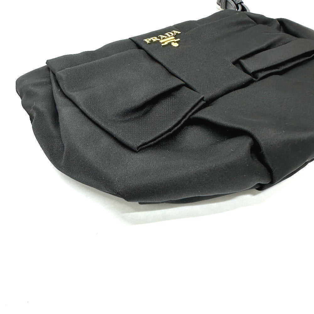 PRADA Accessory pouch 1N1422 Leather / nylon black logo ribbon Women Used Authentic