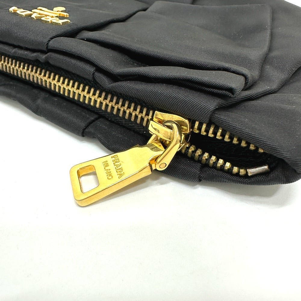 PRADA Accessory pouch 1N1422 Leather / nylon black logo ribbon Women Used Authentic