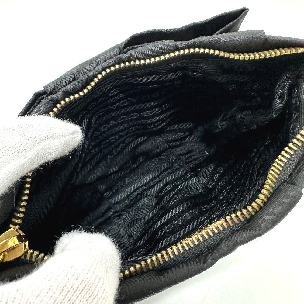 PRADA Accessory pouch 1N1422 Leather / nylon black logo ribbon Women Used Authentic
