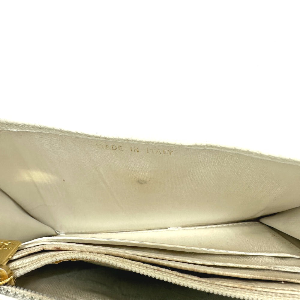 CHANEL Folded wallet Caviar skin white COCO Mark Women Used Authentic
