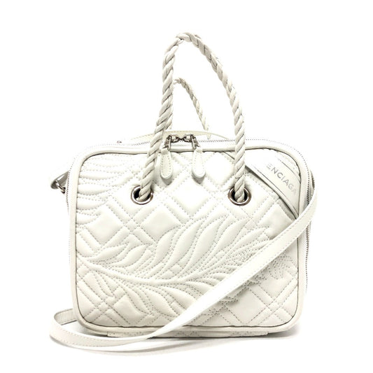 BALENCIAGA Handbag 466541 leather white quilting Blanket Square S