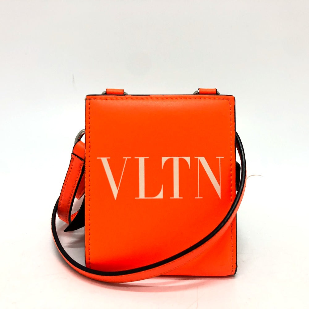 Valentino Folded wallet leather Orange VLTN logo Women Used Authentic