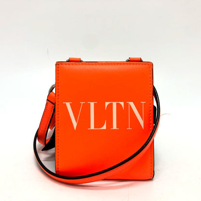 Valentino Folded wallet leather Orange VLTN logo Women Used Authentic