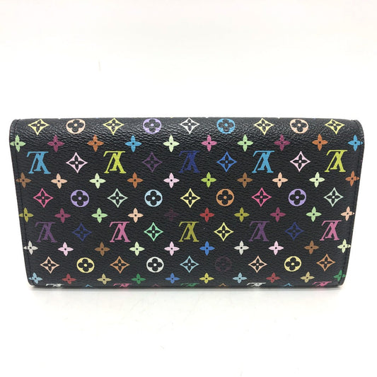 LOUIS VUITTON Long Wallet Purse M93747 Monogram multicolor canvas black Portefeuille Sarah Women Used Authentic