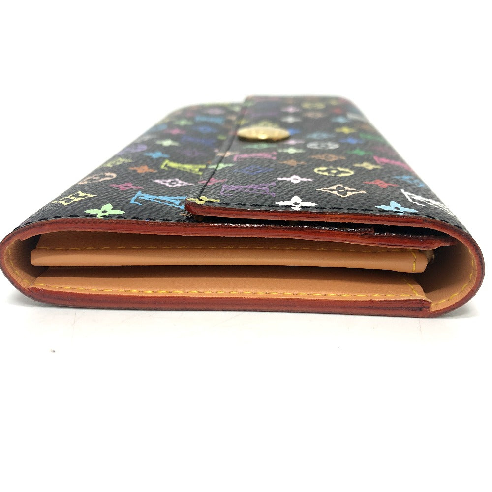 LOUIS VUITTON Long Wallet Purse M93747 Monogram multicolor canvas black Portefeuille Sarah Women Used Authentic