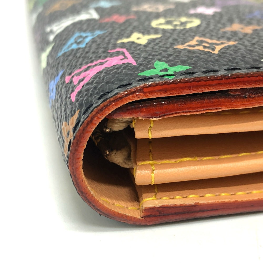 LOUIS VUITTON Long Wallet Purse M93747 Monogram multicolor canvas black Portefeuille Sarah Women Used Authentic