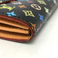 LOUIS VUITTON Long Wallet Purse M93747 Monogram multicolor canvas black Portefeuille Sarah Women Used Authentic