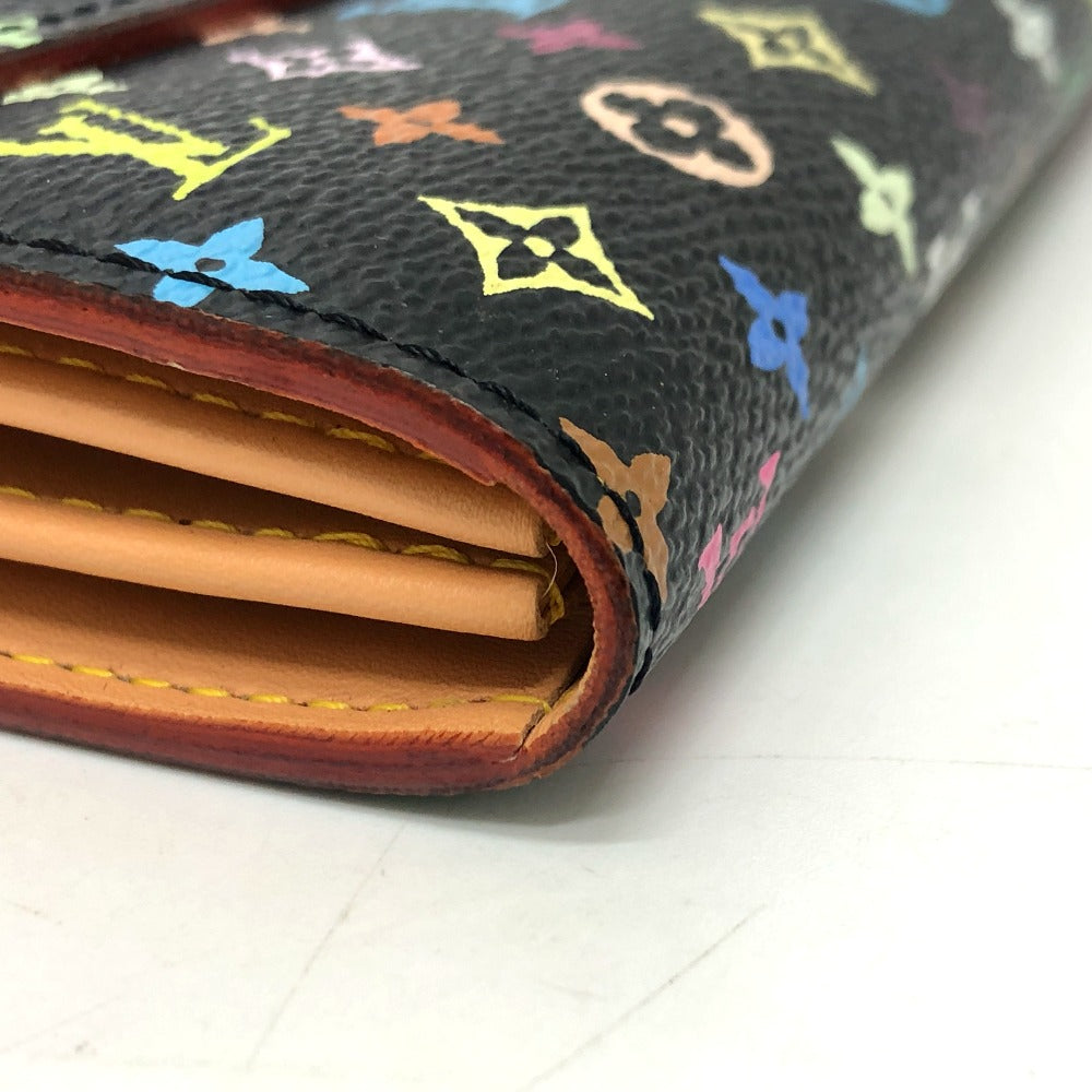LOUIS VUITTON Long Wallet Purse M93747 Monogram multicolor canvas black Portefeuille Sarah Women Used Authentic