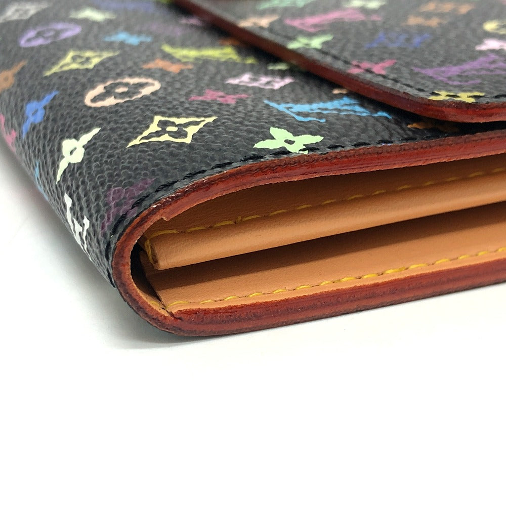LOUIS VUITTON Long Wallet Purse M93747 Monogram multicolor canvas black Portefeuille Sarah Women Used Authentic