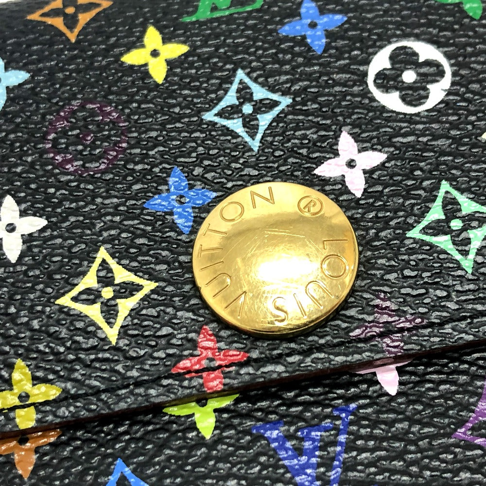 LOUIS VUITTON Long Wallet Purse M93747 Monogram multicolor canvas black Portefeuille Sarah Women Used Authentic