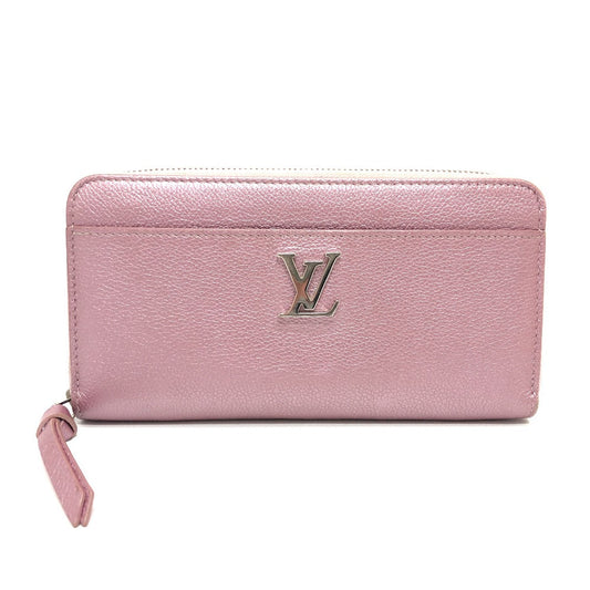 LOUIS VUITTON Long Wallet Purse M69812 leather pink Zippy Rock Me Women Used Authentic
