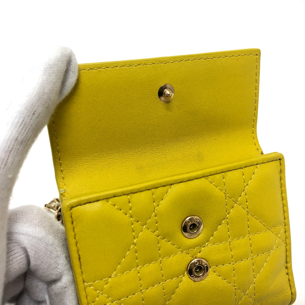 Dior Trifold wallet leather Gold Metal lady dior cannage lotus wallet