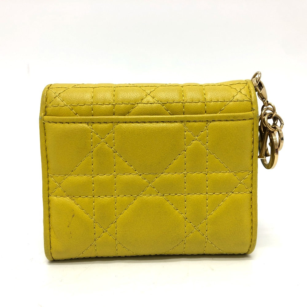 Dior Trifold wallet leather Gold Metal lady dior cannage lotus wallet