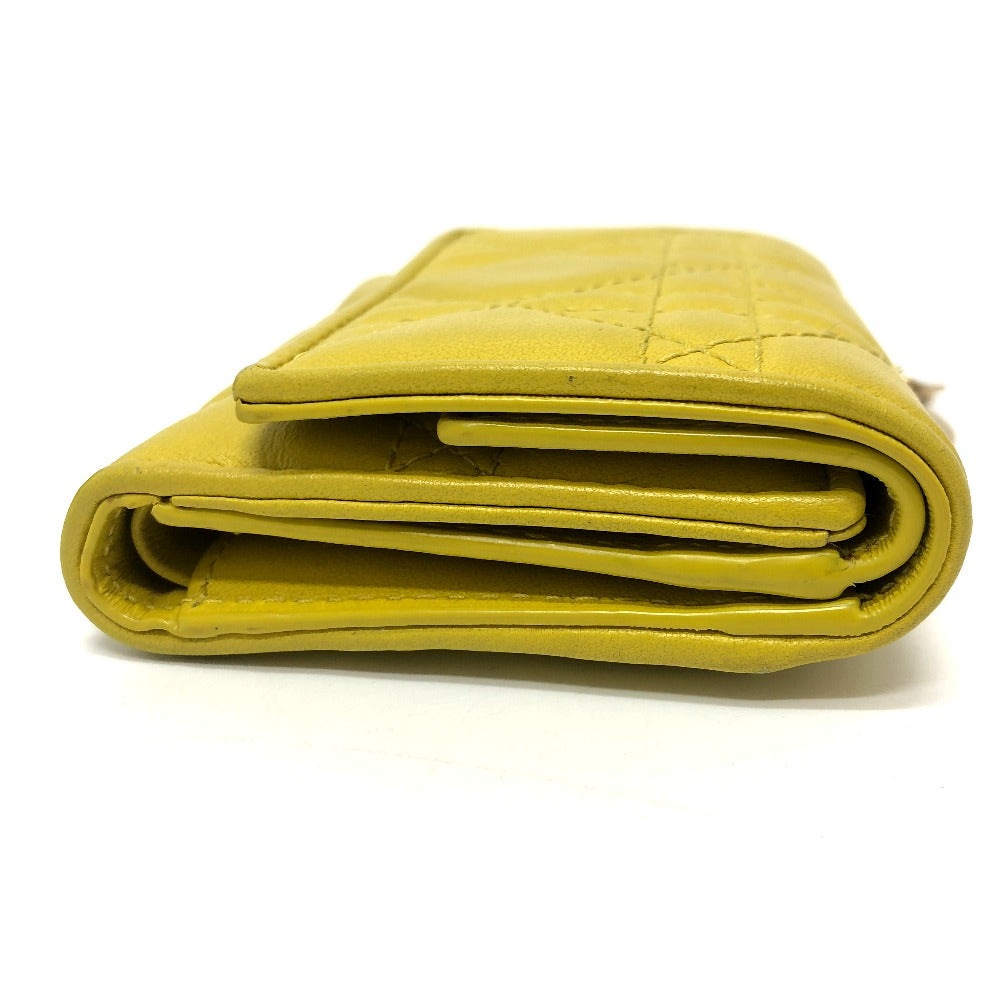 Dior Trifold wallet leather Gold Metal lady dior cannage lotus wallet