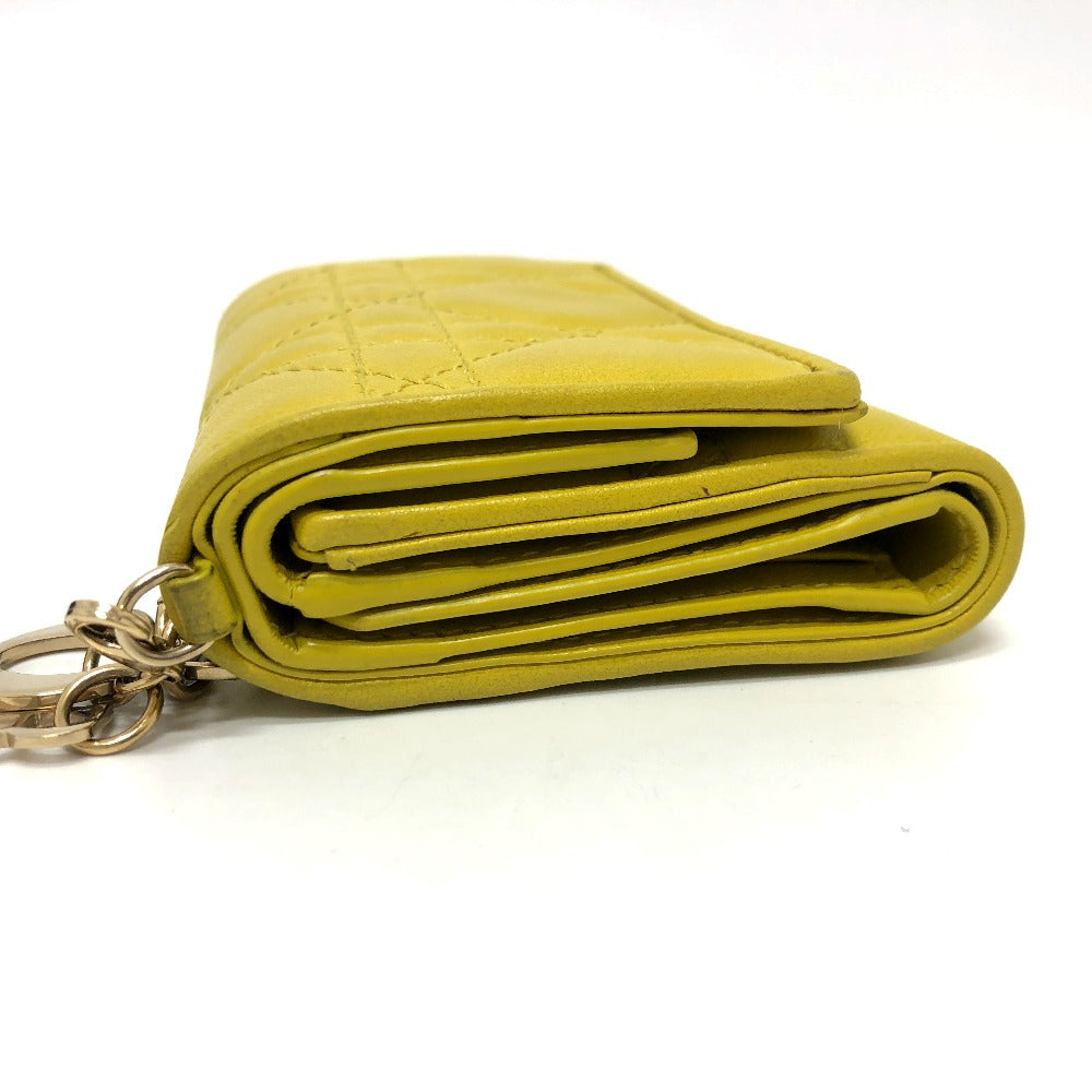 Dior Trifold wallet leather Gold Metal lady dior cannage lotus wallet