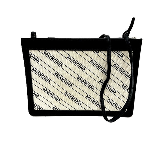 BALENCIAGA Shoulder Bag 528147 Leather / canvas White x black Overall handle Women Used Authentic