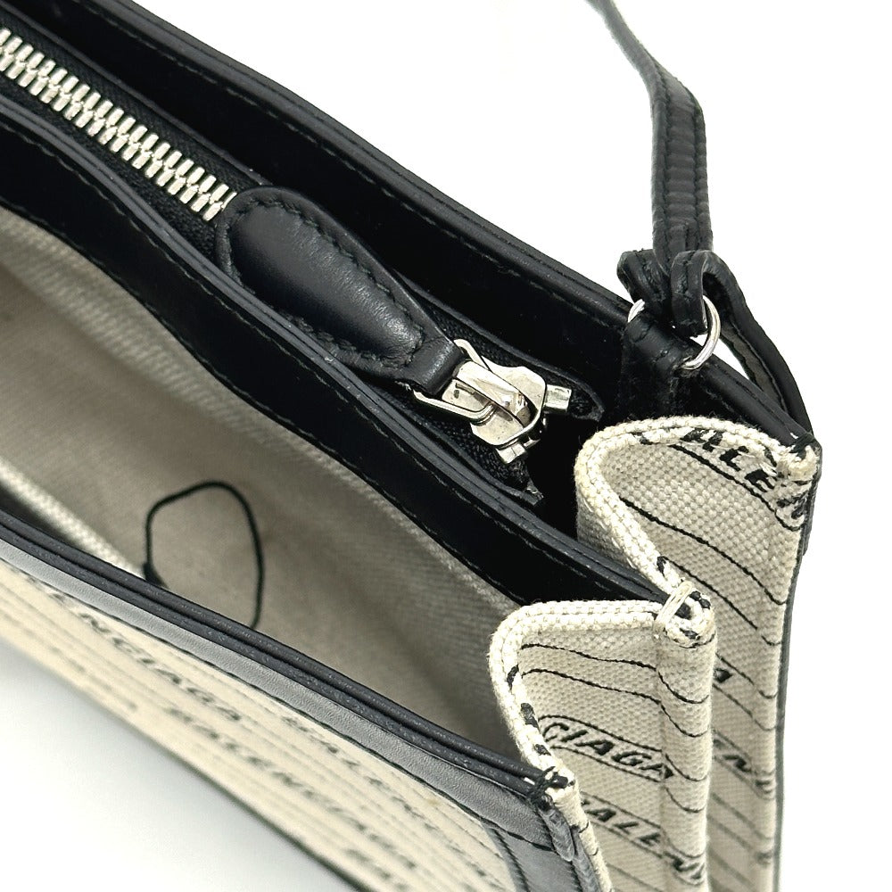 BALENCIAGA Shoulder Bag 528147 Leather / canvas White x black Overall handle Women Used Authentic