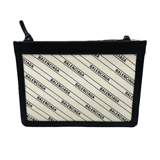 BALENCIAGA Shoulder Bag 528147 Leather / canvas White x black Overall handle Women Used Authentic