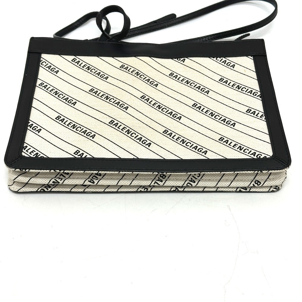 BALENCIAGA Shoulder Bag 528147 Leather / canvas White x black Overall handle Women Used Authentic