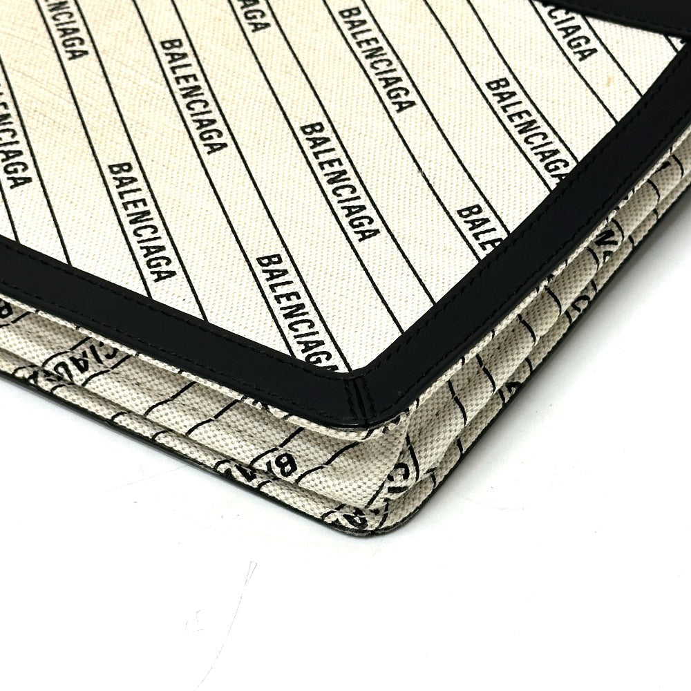 BALENCIAGA Shoulder Bag 528147 Leather / canvas White x black Overall handle Women Used Authentic