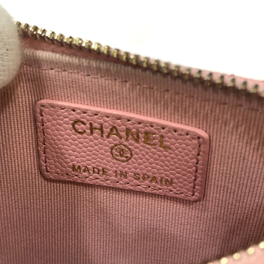 CHANEL Coin case AP2570 Caviar skin pink Matrasse Coin Card Holder Wallet Women Used Authentic