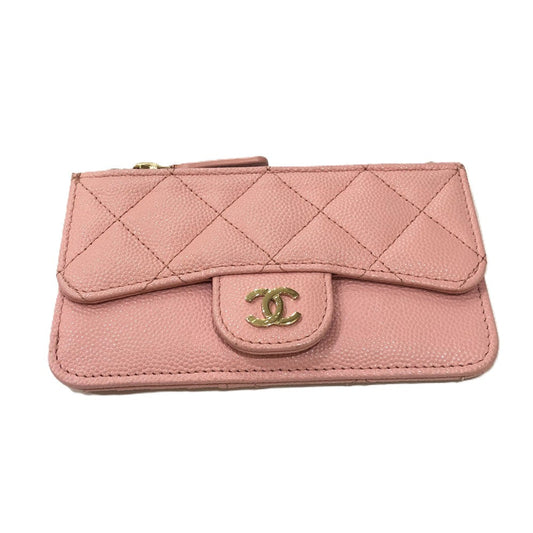 CHANEL Coin case AP2570 Caviar skin pink Matrasse Coin Card Holder Wallet Women Used Authentic