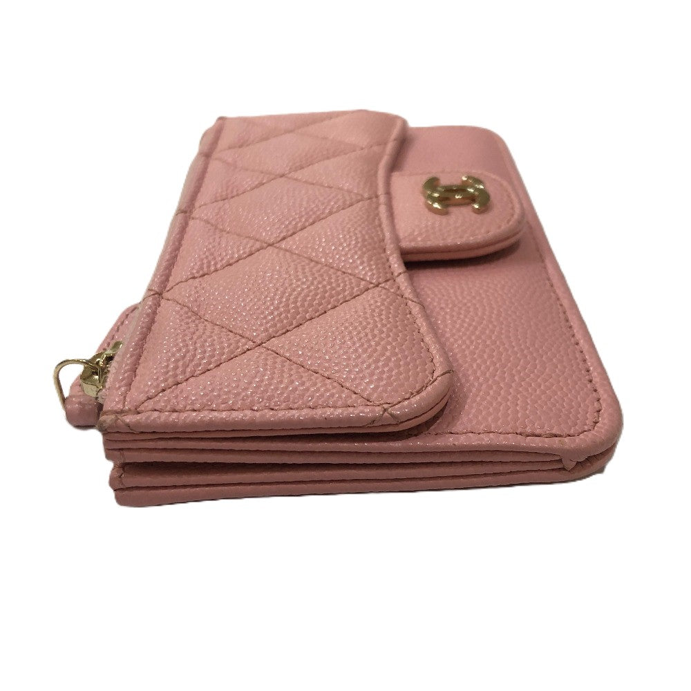 CHANEL Coin case AP2570 Caviar skin pink Matrasse Coin Card Holder Wallet Women Used Authentic