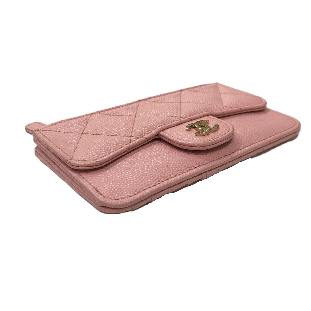 CHANEL Coin case AP2570 Caviar skin pink Matrasse Coin Card Holder Wallet Women Used Authentic