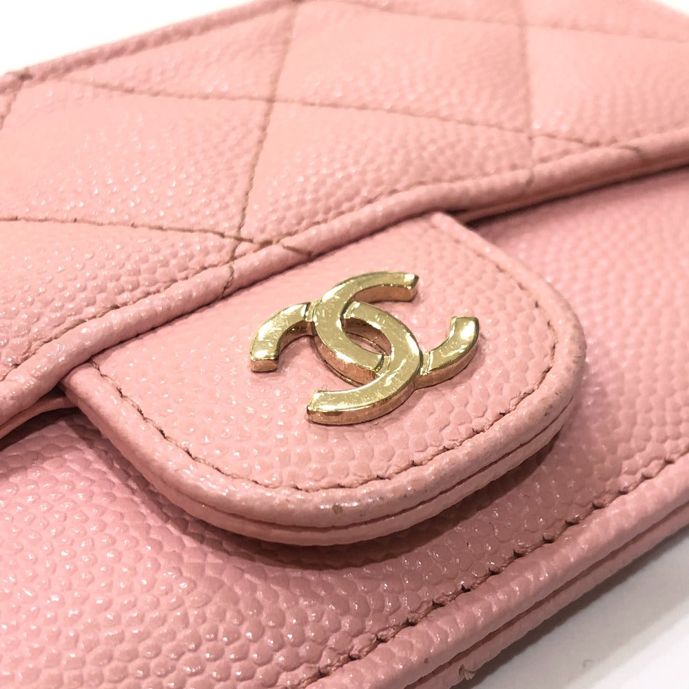 CHANEL Coin case AP2570 Caviar skin pink Matrasse Coin Card Holder Wallet Women Used Authentic