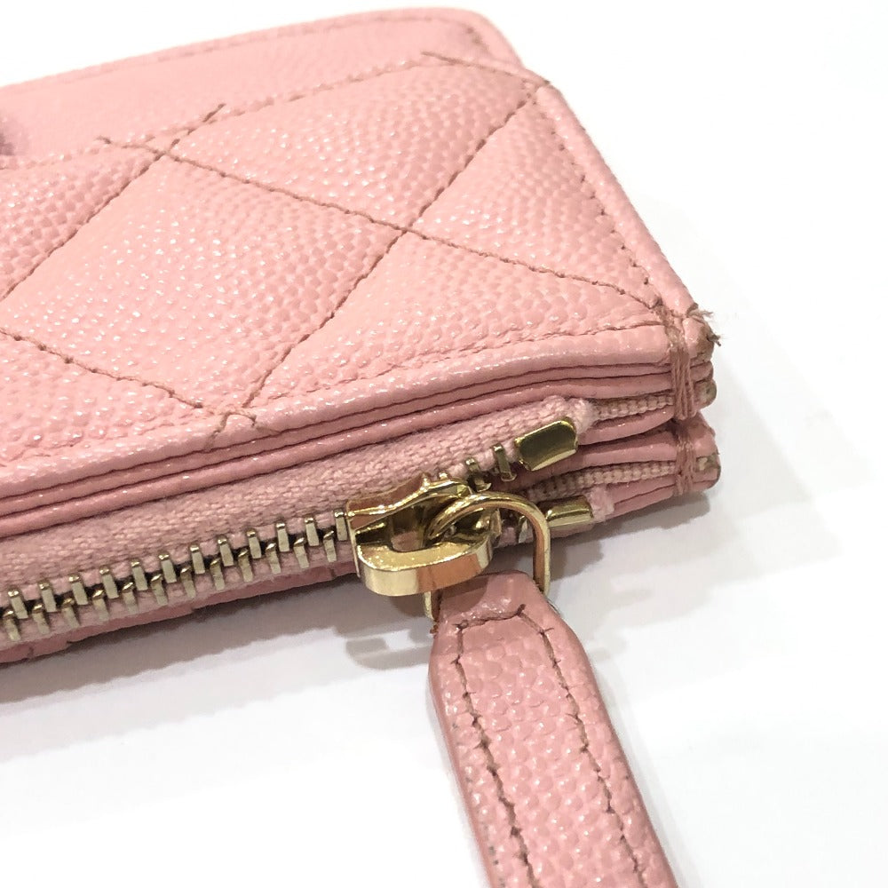 CHANEL Coin case AP2570 Caviar skin pink Matrasse Coin Card Holder Wallet Women Used Authentic