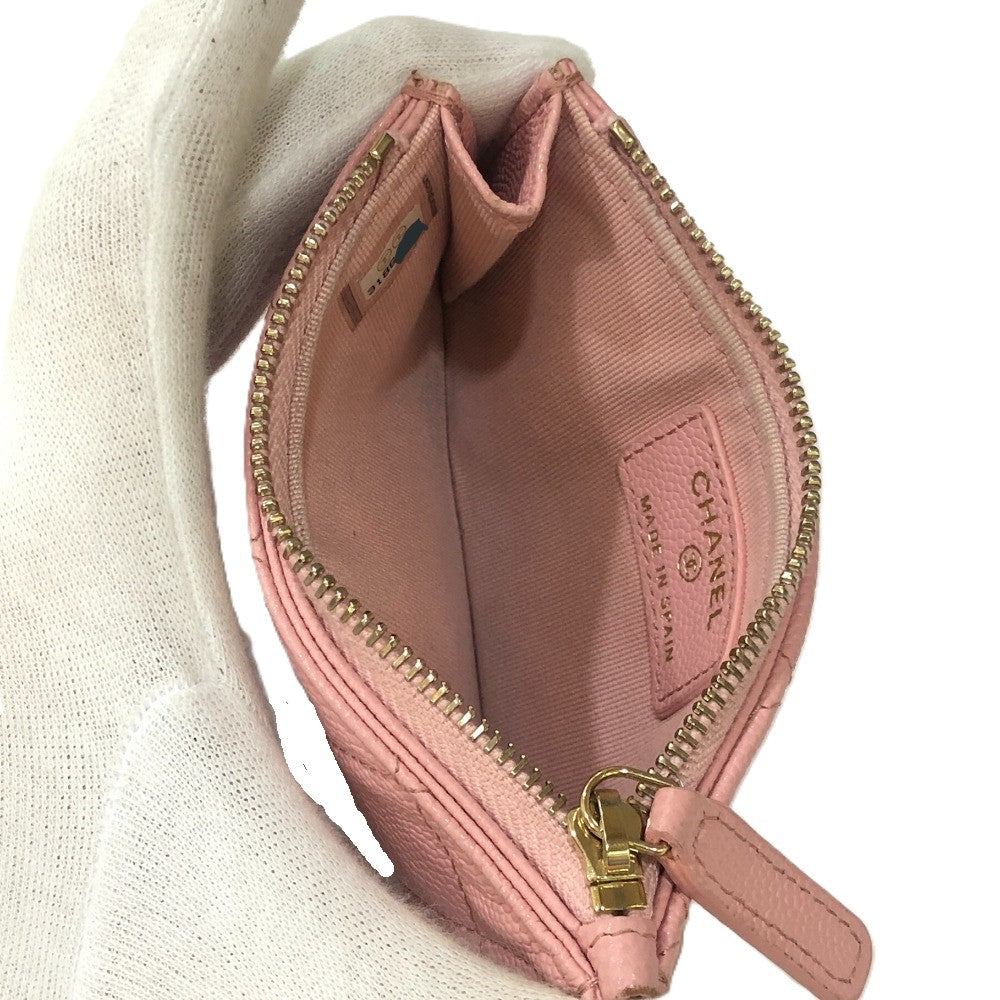 CHANEL Coin case AP2570 Caviar skin pink Matrasse Coin Card Holder Wallet Women Used Authentic