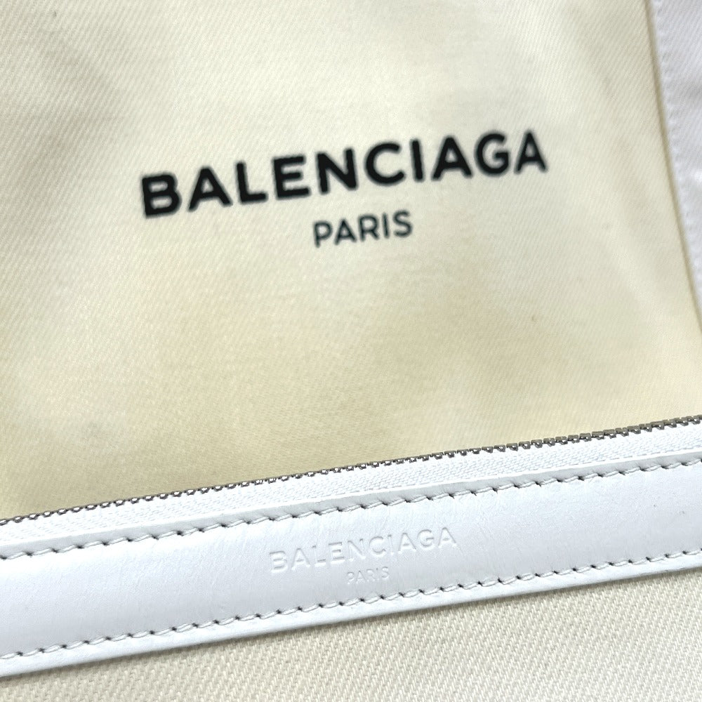 BALENCIAGA Tote Bag 339933 Canvas / leather white Navy kabas S