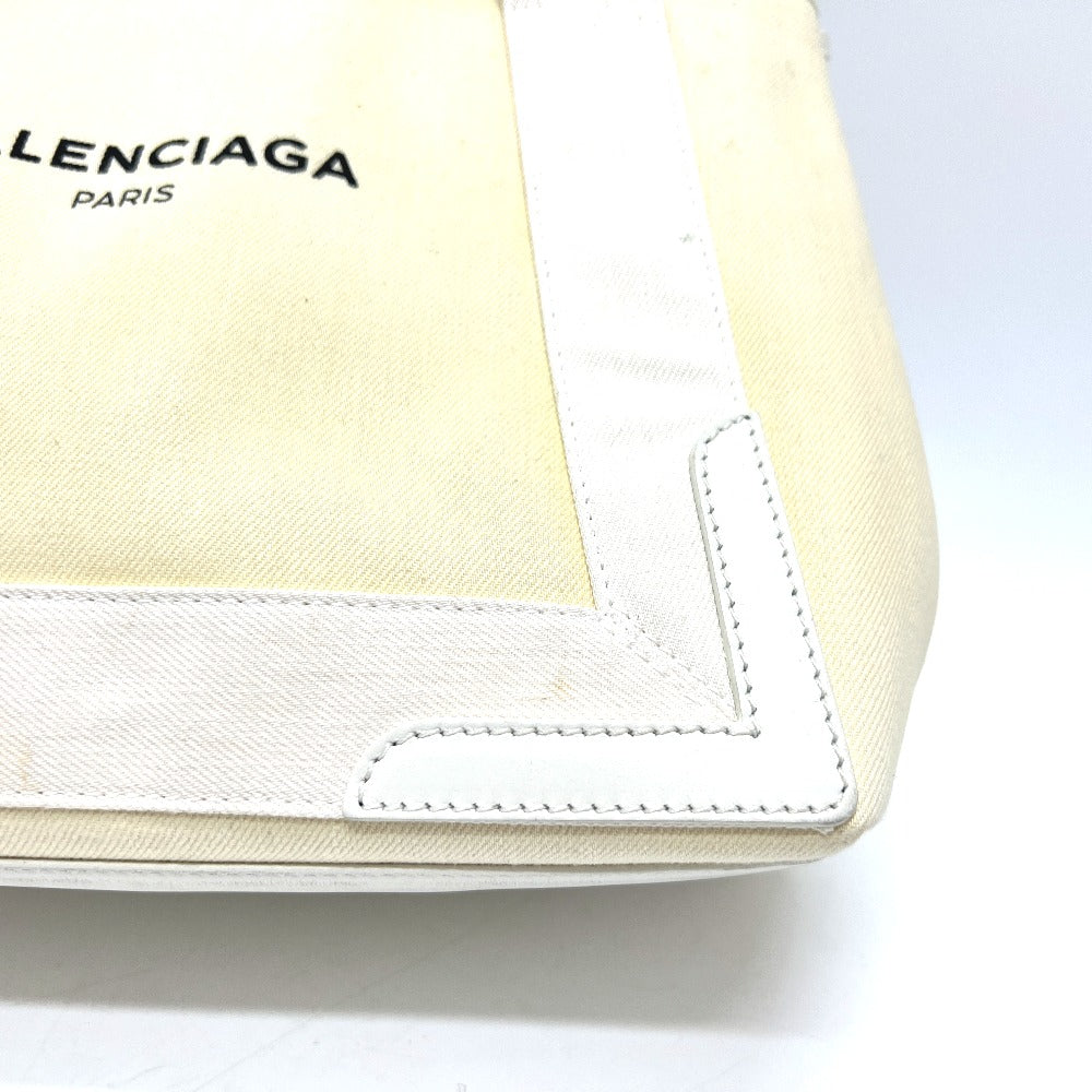 BALENCIAGA Tote Bag 339933 Canvas / leather white Navy kabas S