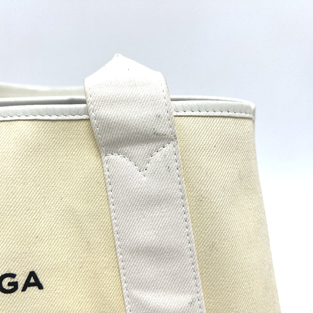 BALENCIAGA Tote Bag 339933 Canvas / leather white Navy kabas S