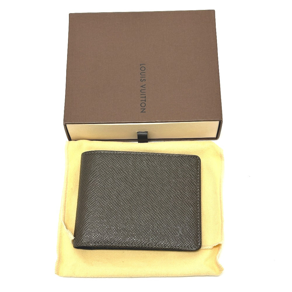 LOUIS VUITTON Folded wallet M30488 Taiga Leather Brown Portobier 6 Cult Credit