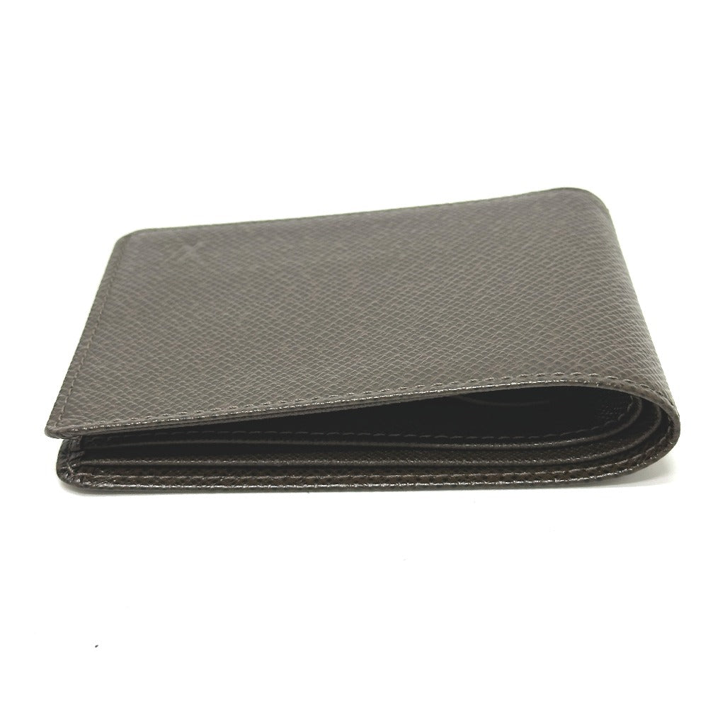 LOUIS VUITTON Folded wallet M30488 Taiga Leather Brown Portobier 6 Cult Credit